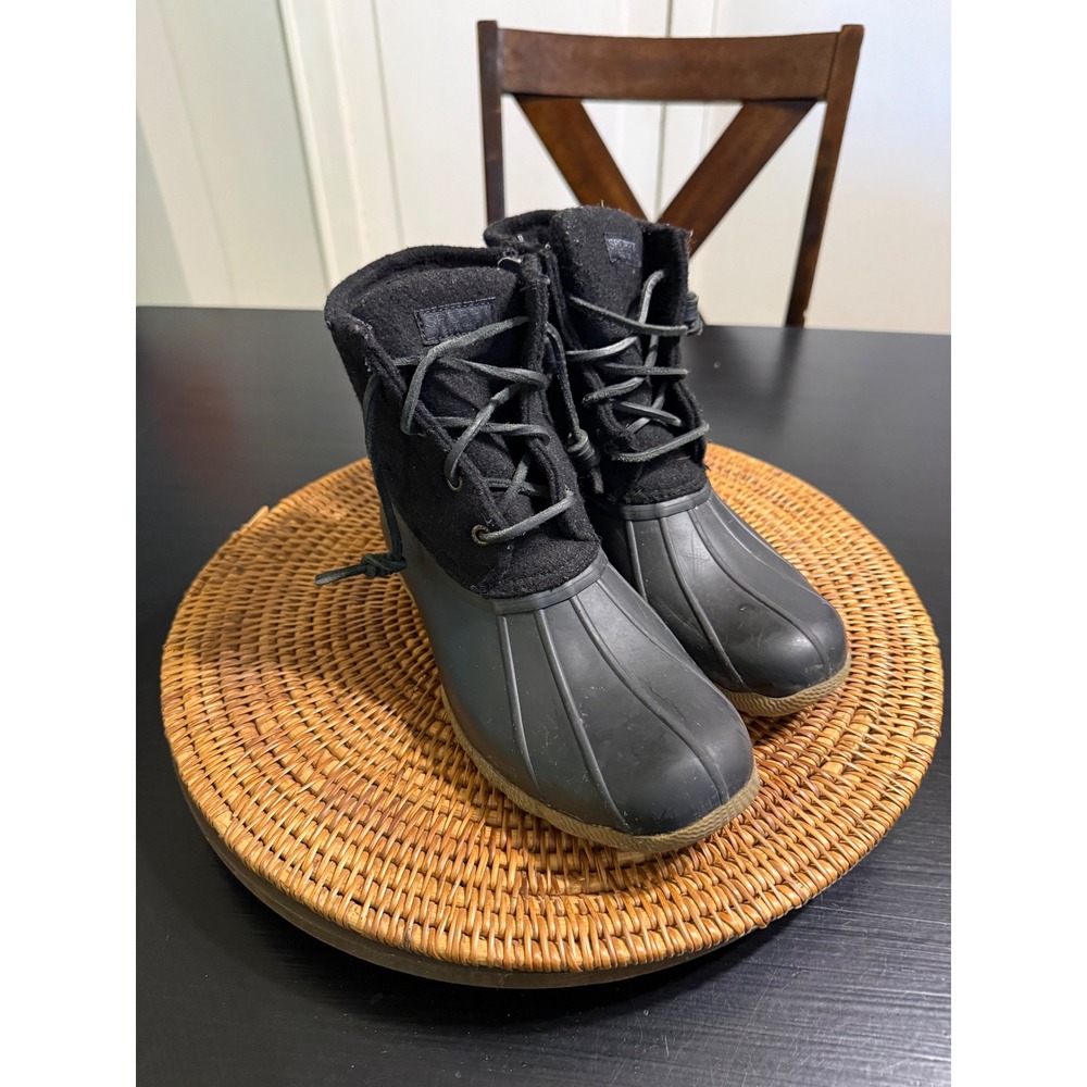 Sperry‎ Saltwater Wool Black Duck Boots Womens 7.5 Waterproof Rain STS86440